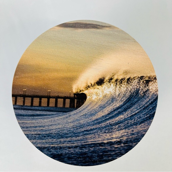 NWT Sand + Fog Ocean Mist Candle 2 Wick 12oz Blue Jar Ocean Wave Wood Lid - Picture 2 of 9